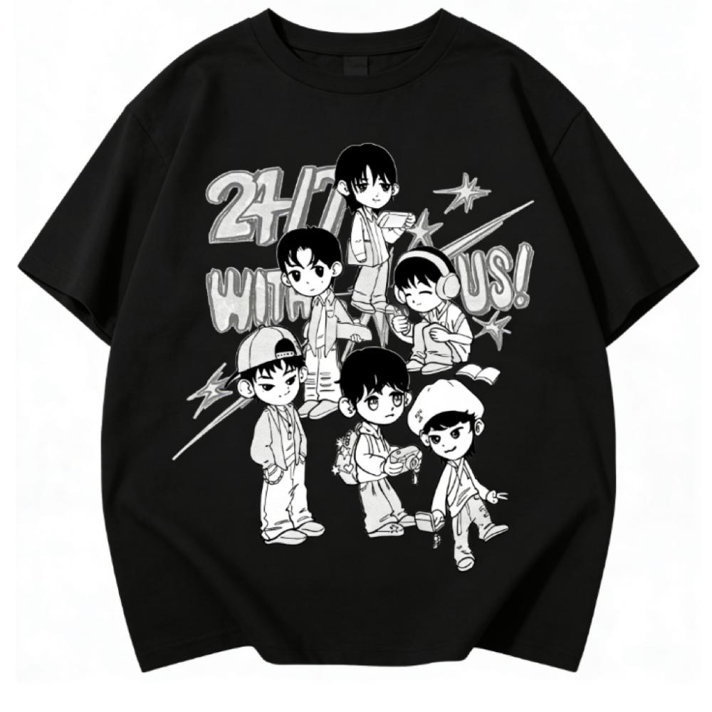 Trendy Overdrive Dance Challenge TWS Kpop Music Group Merch Tops Pain T Shirt Fan Gift Vintage Y2K Graphic Print Cotton T-shirt
