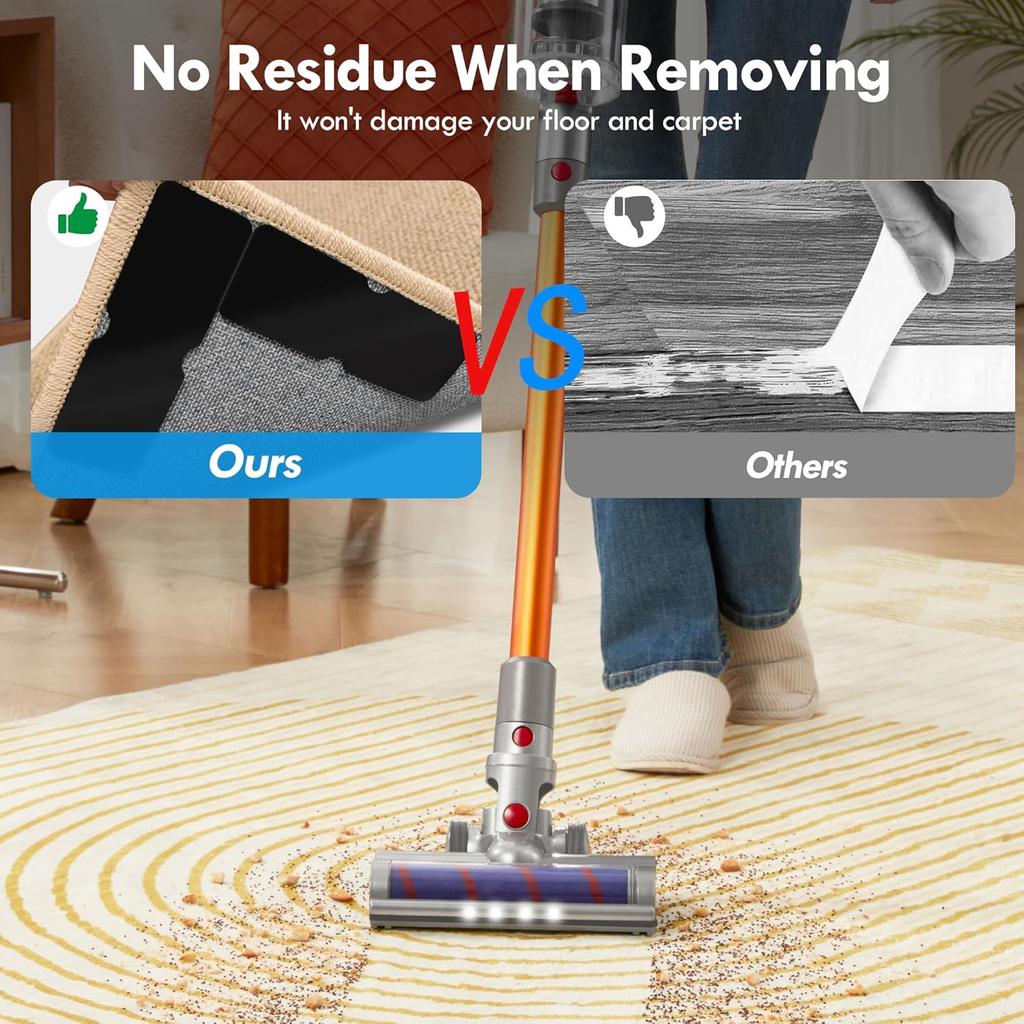 Rug Gripper for Hardwood Floors Non Silp Rug Corner Grippers Carpet Tape for Area Rugs Reble and Washable Rug Tape Hardwood Floor No Damage 4 Pcs