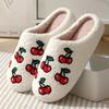 Cute Fruit Pattern Fuzzy Slippers, Winter Cozy & Warm Soft Sole Flat Shoes, Casual Plush Home Slippers