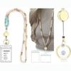 1 Set Fashion Wood Beaded Lanyard with ID Holder Pink Daisy Beads ID Holder Strap with Tassel String for ID Badges Women