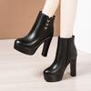 Womens High Heel Chunky Ankle Boots Winter Platform Dress Shoes Cheongsam Show