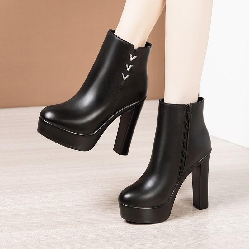 Womens High Heel Chunky Ankle Boots Winter Platform Dress Shoes Cheongsam Show