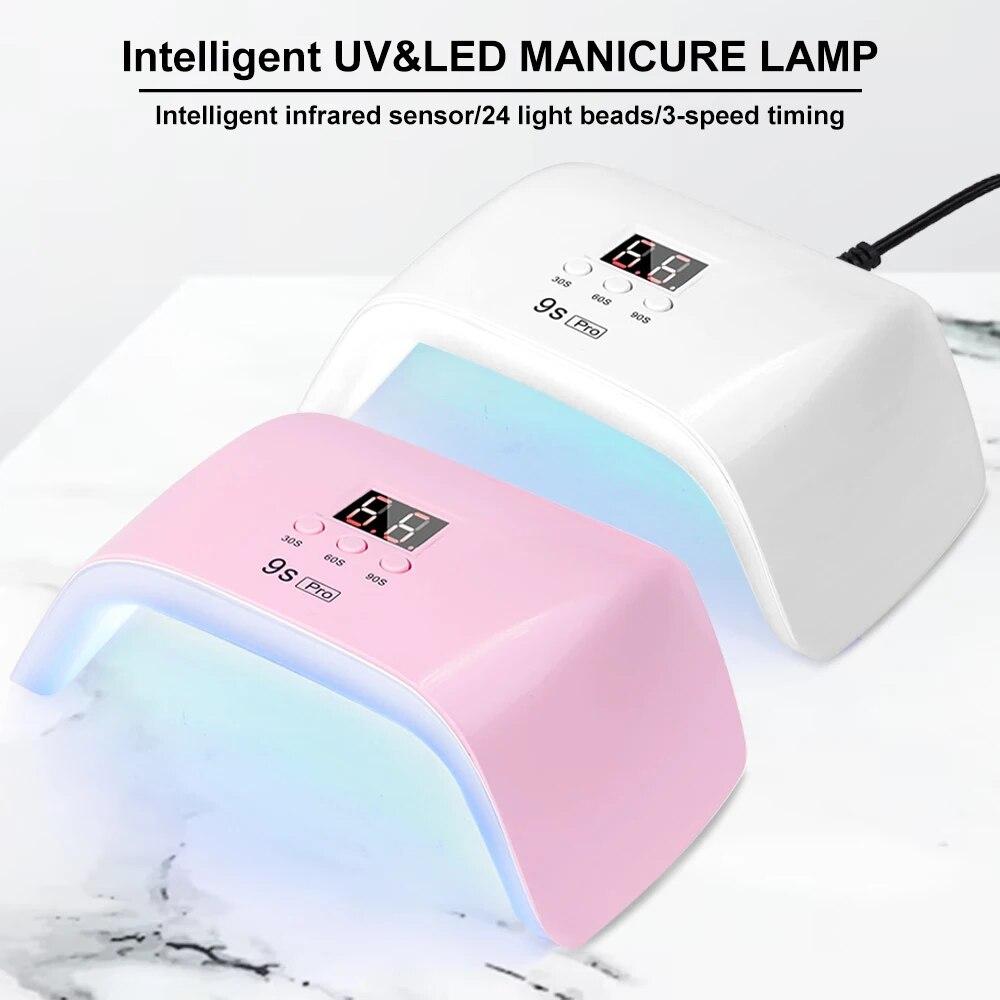 Uscător de unghii profesional UV LED Lampă pentru unghii cu senzor automat pentru uscarea tuturor instrumentelor de salon de manichiură pedichiură pentru lac de gel