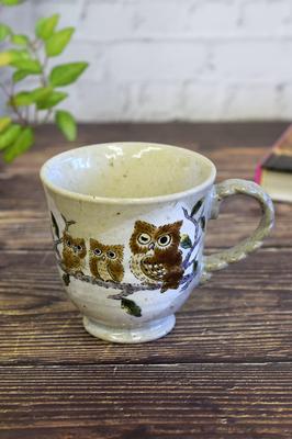 Waza No Kura Stylish Coffee Kutani Ware Owl Made In Perfect As a Birthday 60th 70th 77th or 88th Birthday Celebration Gift Mug, Design, High-Quality