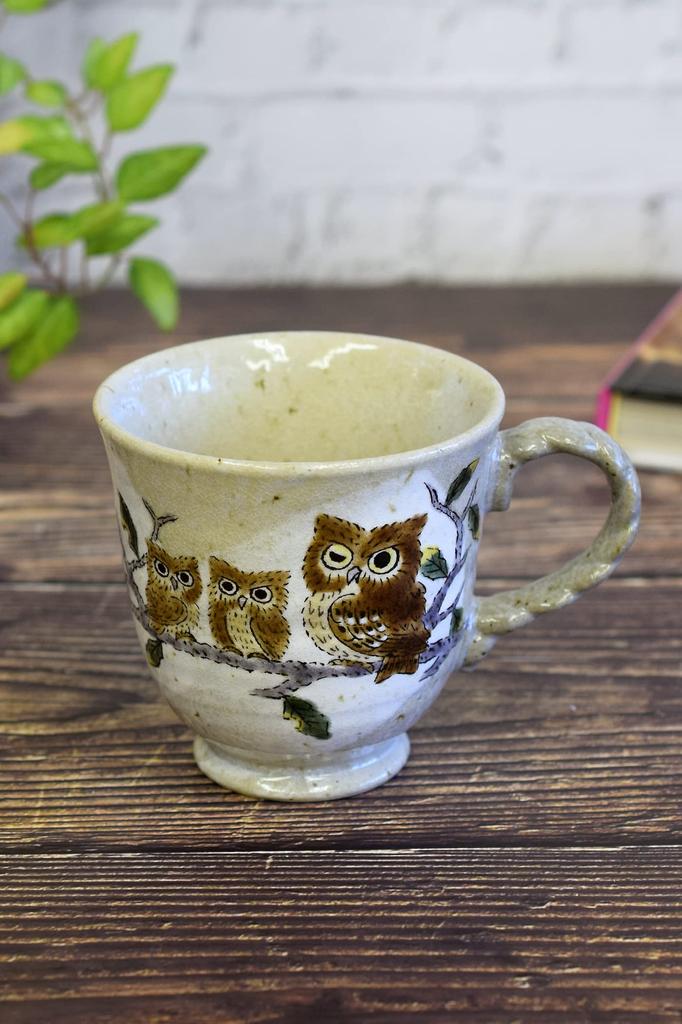 Waza No Kura Stylish Coffee Kutani Ware Owl Made In Perfect As a Birthday 60th 70th 77th or 88th Birthday Celebration Gift Mug, Design, High-Quality