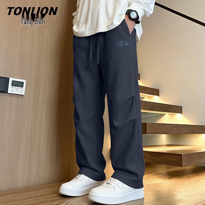 TonLion Men's Casual Wide-Leg Chenille Trousers