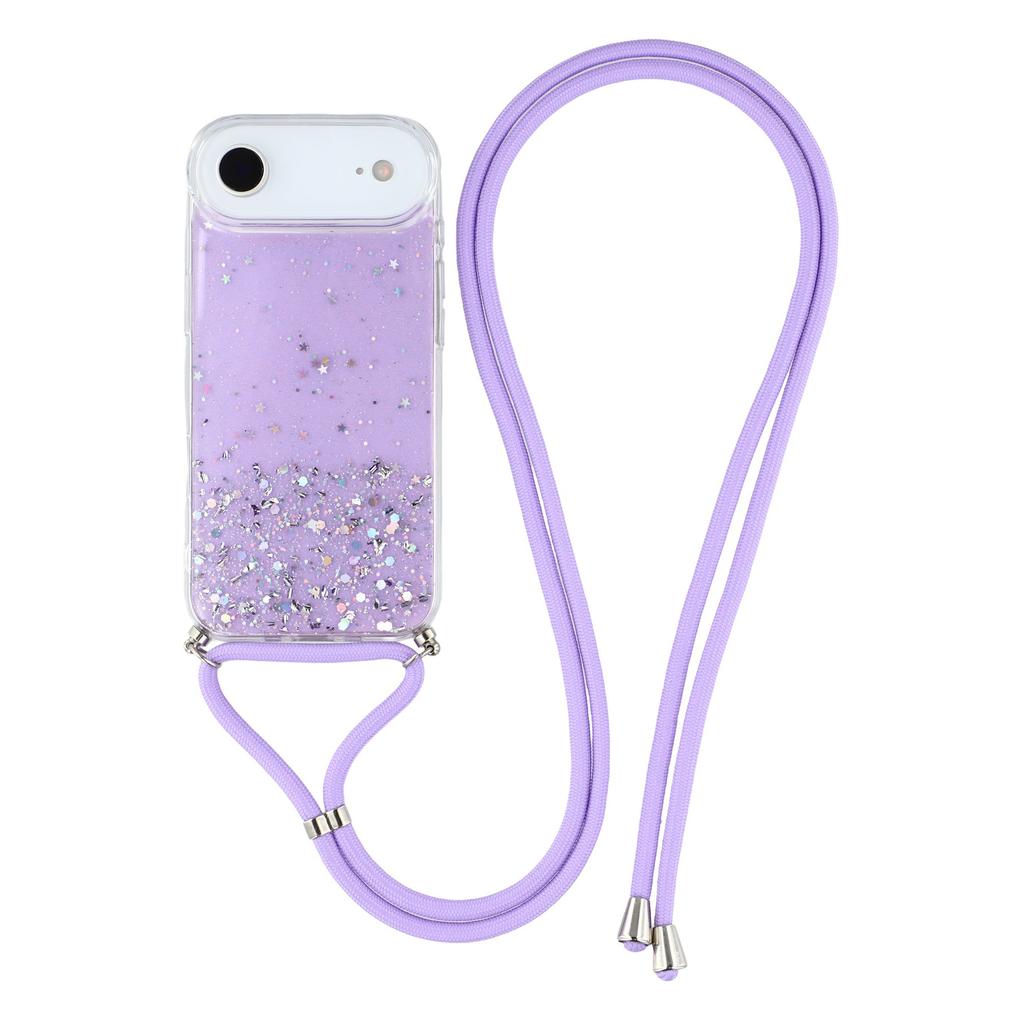 For iPhone Air Case Cute Bling TPU Epoxy Phone Cover with Lanyard