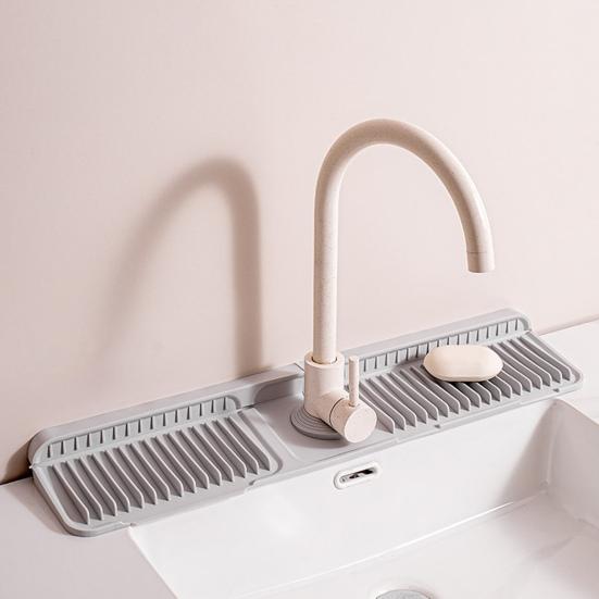 Kitchen Sink Sink with Slope Self-Draining Splash Guard Faucet Mat Silicone Fast Drying Faucet Mat