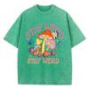 Stay Weird Paddenstoel Bloemen Design Gewassen T-shirt Vrouw Zomer Hip Hop T-shirts Katoen Oversized Kleding Korte Mouw