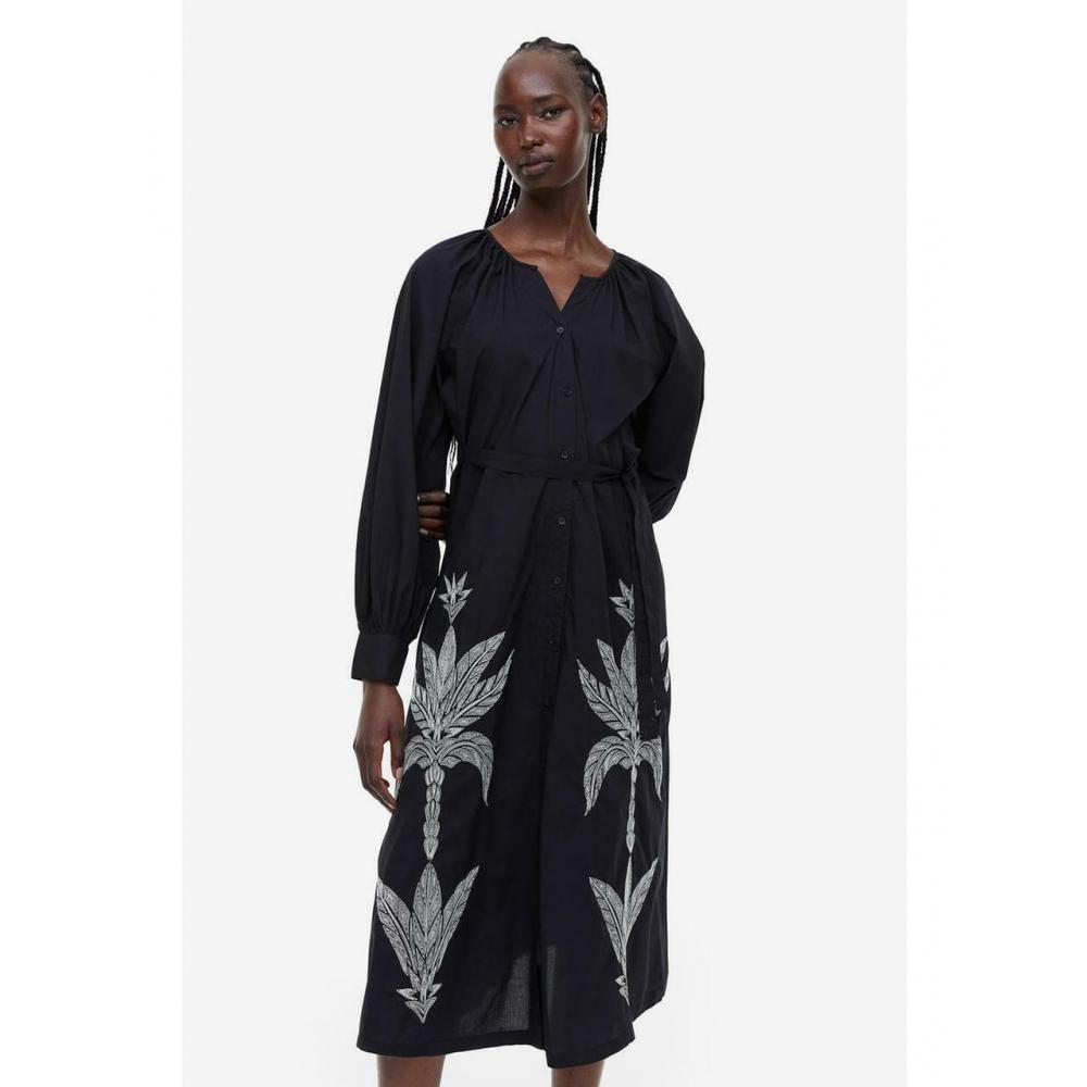 

Платье с вышивкой H&M черное 1164379002