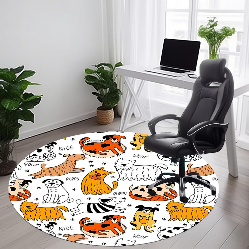 1pc Dogs Pets Office Round Area Rug, Indoor Mat Suitable ForOffice, Under Office Chairs Bedroom Living Room Home Decor, Room Decot186
