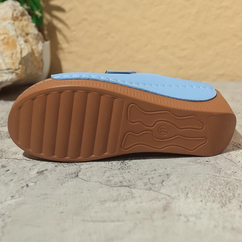 Sandalias de Deslizamiento Cómodas de Tacón de Bloque para Mujer Tallas Grandes, Zapatos Sencillos Fáciles de Poner