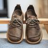 New Men's Casual Leather Shoes Retro Trend Big Head Shoes Low Top Lace Up Soft Soled Casual Shoes Versatile Fashion Shoe Men