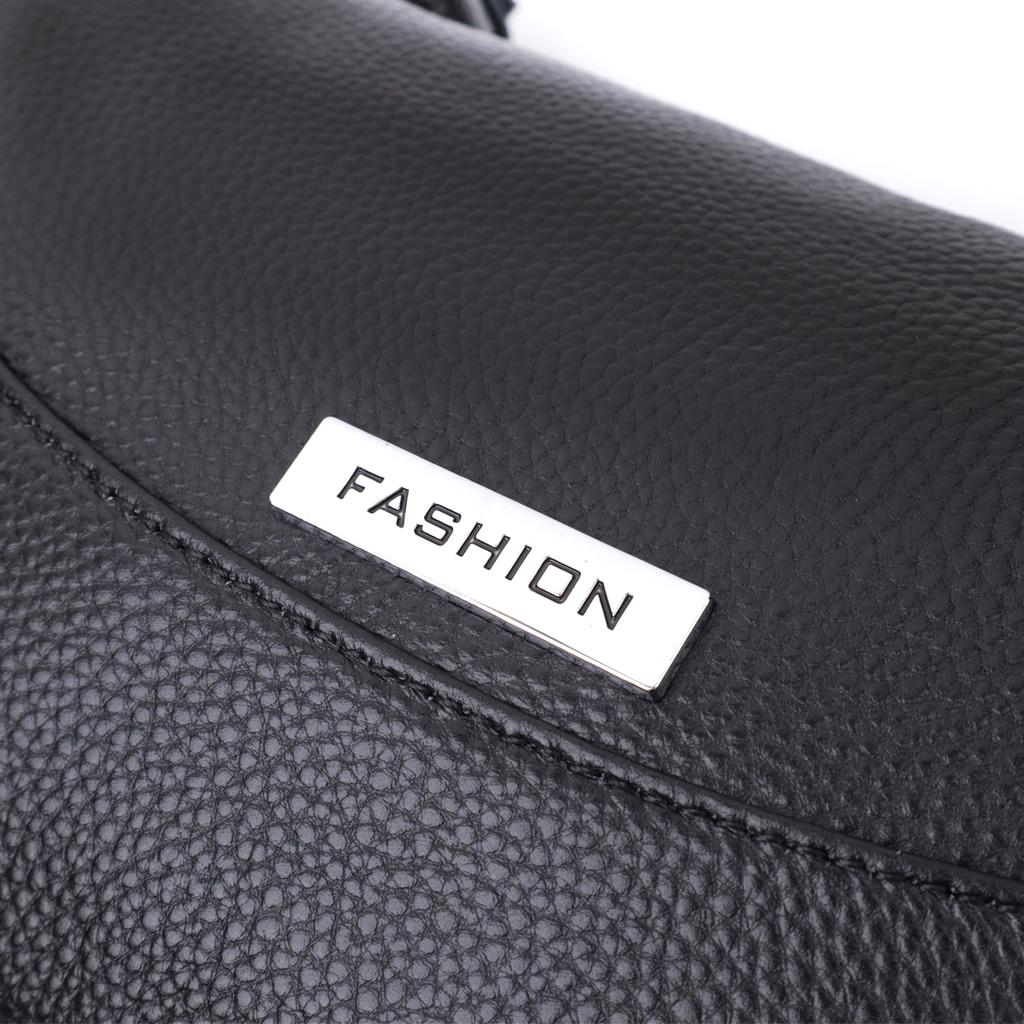 Damen Leder Umhängetasche mit ungewöhnlichem Reißverschlussanhänger Vintage 22615 Schwarz