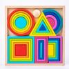 Children's Wooden Rainbow Stacking Blocks - Educational Geometric Tower Toy