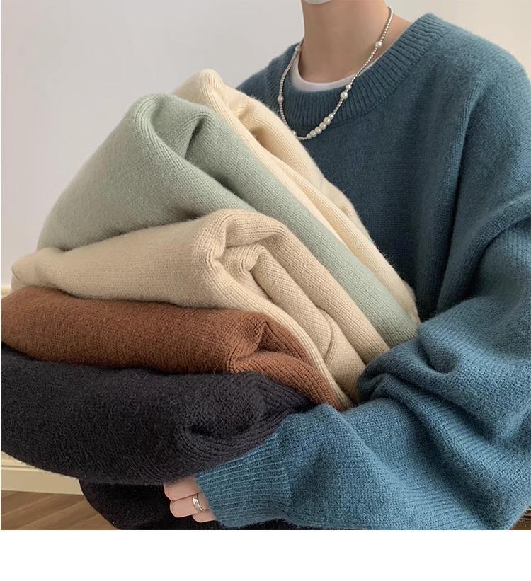 Autumn/Winter Men's Loose Lapel Sweater - Trendy Hong Kong Style Long Sleeve Knitwear
