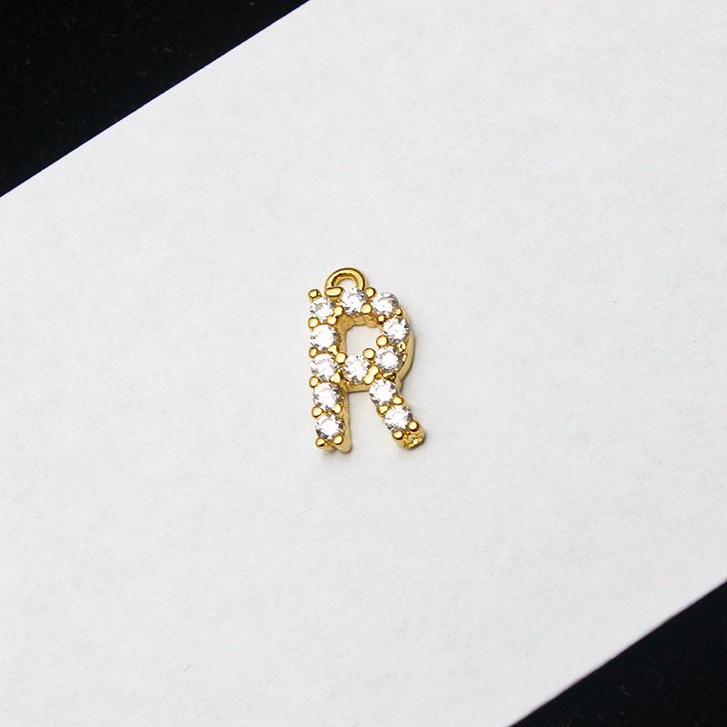 Copper-Plated Gold Micro-Inlaid Diamond English Letter Pendant: 26 Charm Options for Necklaces or Earrings