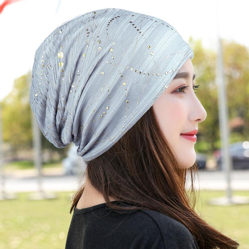Moon Hat Cotton Breathable Light Turban Cap Air Conditioning Cap Hat Female Spring and Fall Thin Section Lined Head Wrapping Cap