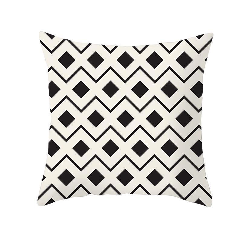 Red, Blue and Black Geometric Cushion Cover, Peach Skin Print Pillow Cover, Square Sofa Cushion, Home Textiles and Household Products