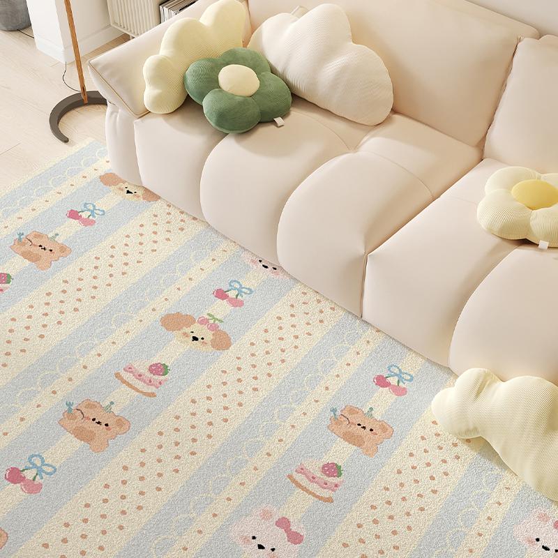 Rimmed Carpet Living Room Cartoon Girl Sofa Bedroom Care-Free Cozy Non-Slip Waterproof Bedside Rugs Home Decoration