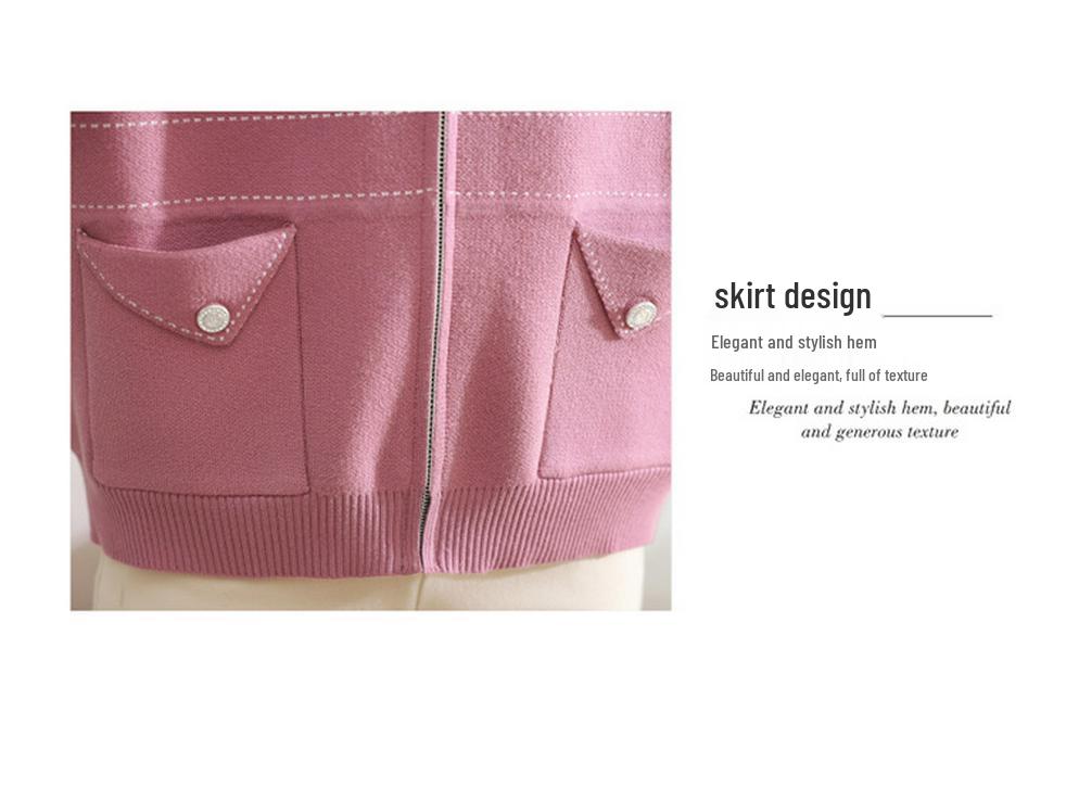 2025 Spring & Autumn Hooded Knit Cardigan for Middle-Aged & Elderly Women