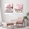 Nordic Rosa Blume Paris Turm Rose Mädchen Ring Fahrrad Poster Und Drucke Wand Kunst Leinwand Malerei Wand Bild Für Wohnzimmer decor