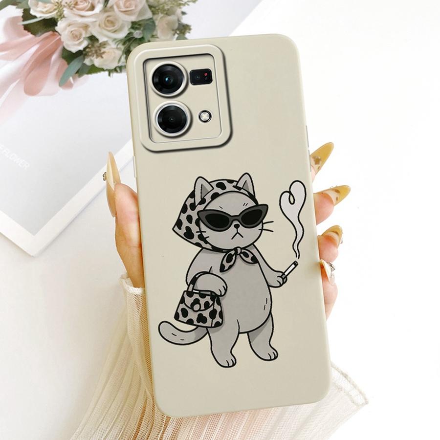 For OPPO Reno7 Reno8 4G Case Len Proective Back Cover flower Bow Soft Silicone Funda for OPPO F21 Pro Reno 7 4G Shockproof Capa