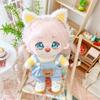 Niannyyhouse 20cm Plushie Doll Clothes Bear Overalls Striped T-Shirt Kpop Doll Clothing (Yellow)