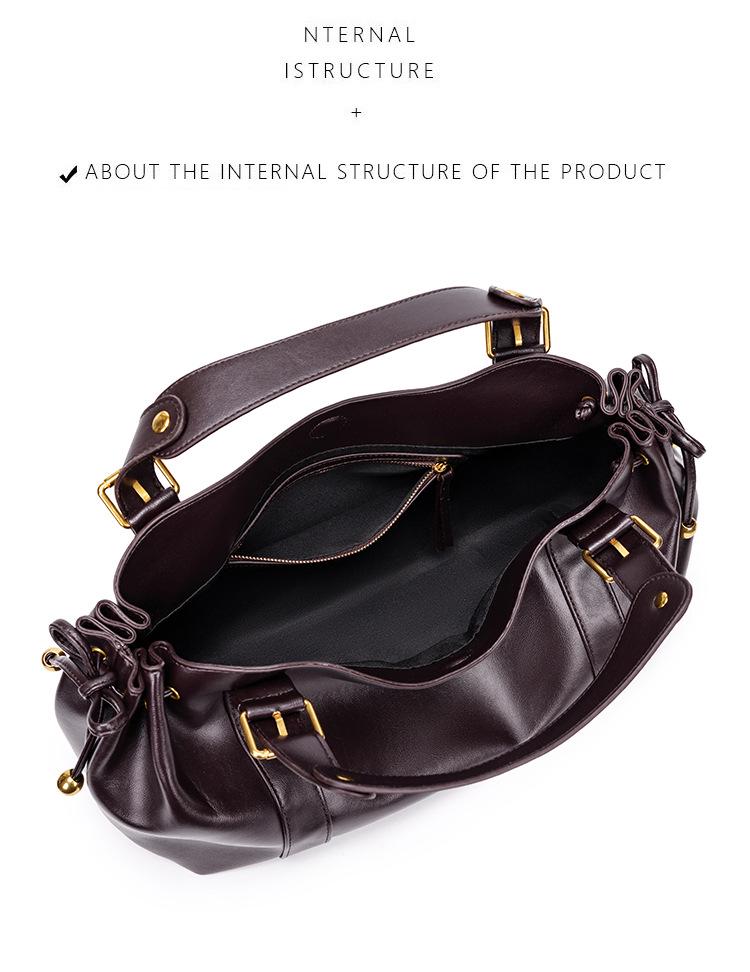 2025 Large Soft Leather Pleated Women's Handbag - Retro Tote, Textured Single Shoulder & Crossbody Bag