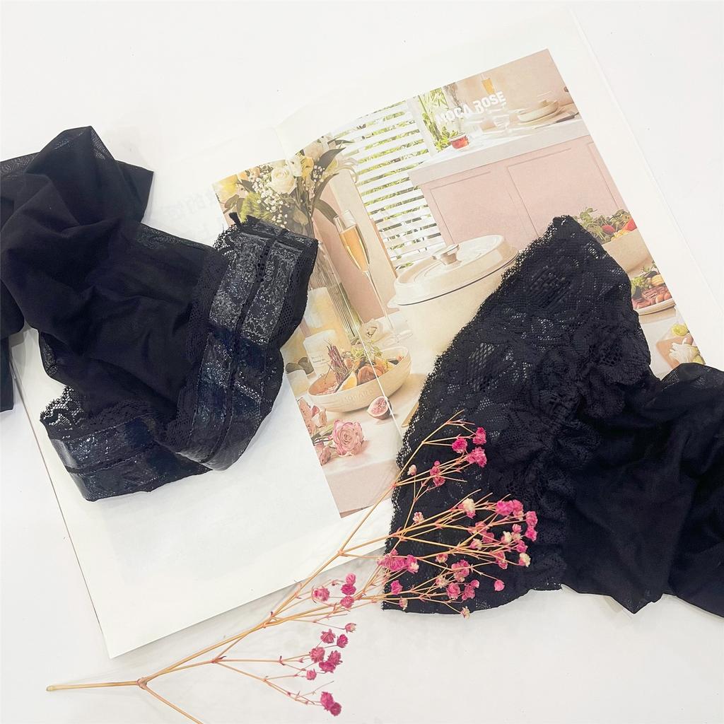 Sexy Lace Edge Meias Altas Meias Longas Ultra-finas Sobre O Joelho Meias Pretas