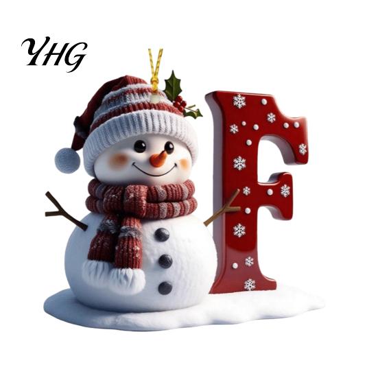 Acrylic Holiday Keepsake Gifts 2D Snowman Christmas Ornaments, Personalized Letter Ornaments for Tree, Unique Souvenirs Initial Ornament, Ornament DIY