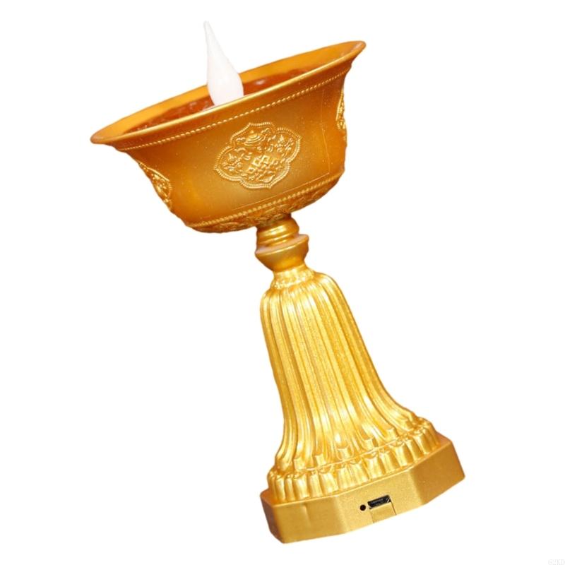 62KD Flame Effect LED Butter Lamp, USB Power for Temple Worship and Living Space Enhancement