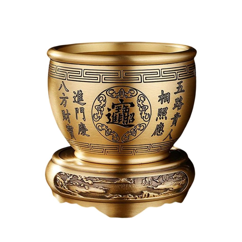 Messing Feng Shui Schale Skulptur Tischmittelstück Geldtopf Bai Fu Schale Schatzbecken zur Dekoration Füllhorn Schreibtisch Esszimmer