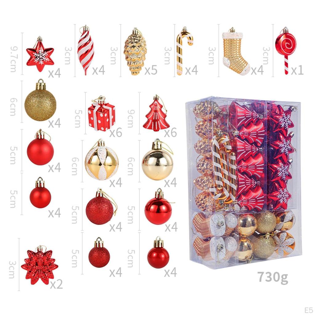 72 Pcs Christmas Ornaments Tree Decorations Hanging Party for Festival