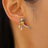 1 Pair Oil Dripping Bird Stud Earrings Hypoallergenic Alloy Enamel Red Bird Bell Earrings Lightweight Women Girls Earrings Fashion Jewelry
