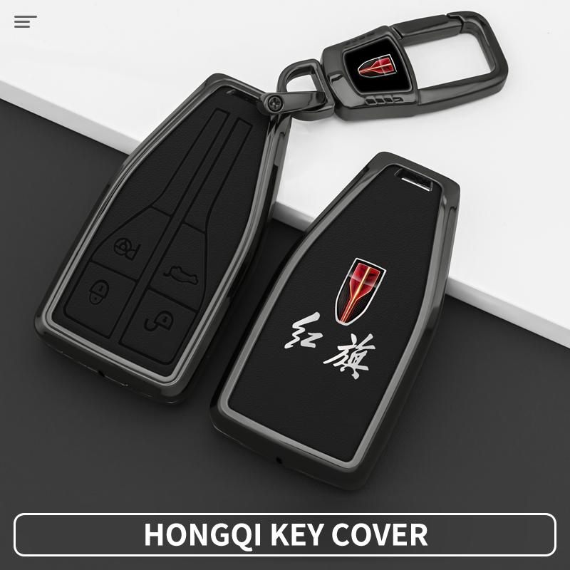 Zinc Alloy Leather Car Key Cover Case Bag For Hongqi Hs5 H5 H9 Hs7 H7 L5 Hs3 L9 Holder Shell Protector Keychain Accessories