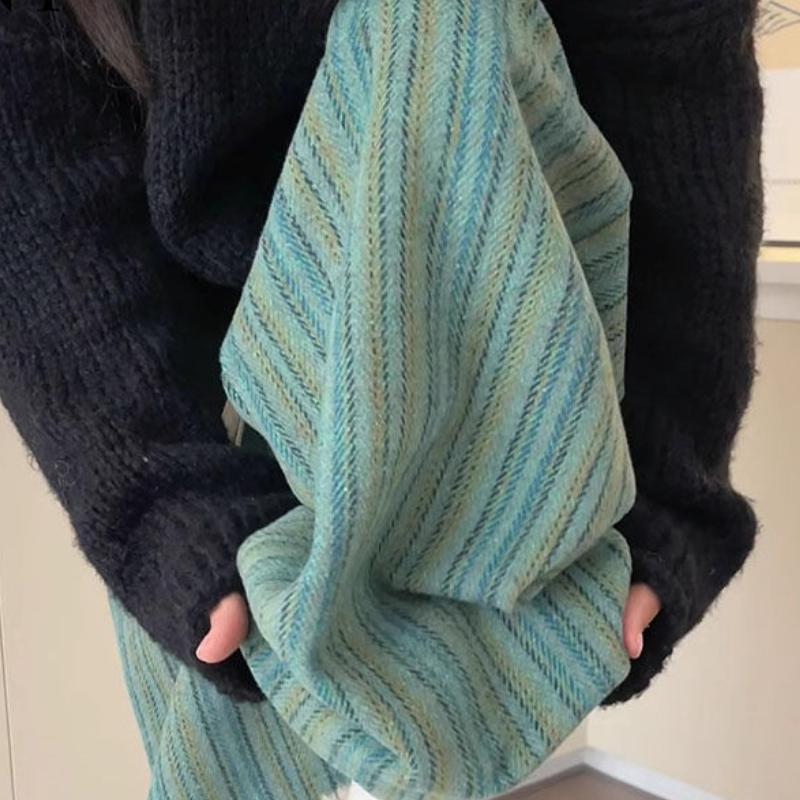 American Vintage Color-Block Wide-Leg Casual Pants for Women - High-Waisted Straight-Leg Sporty Trousers with Designer Edge (Spring/Fall)