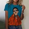 Women's round Neck Short Sleeve T-shirt Animal Print 3D Printing Street Style Loose Fit Summer Casual Wear Polyester Material