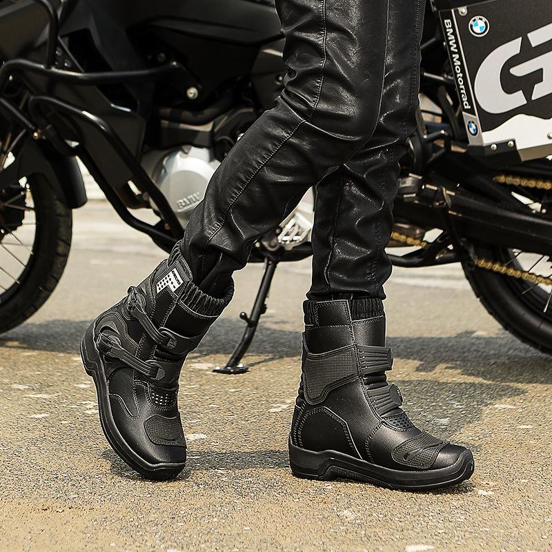 Men's Four Seasons Motorcycle Riding Shoes - Off-Road Racing Ankle Boots & Touring Gear
