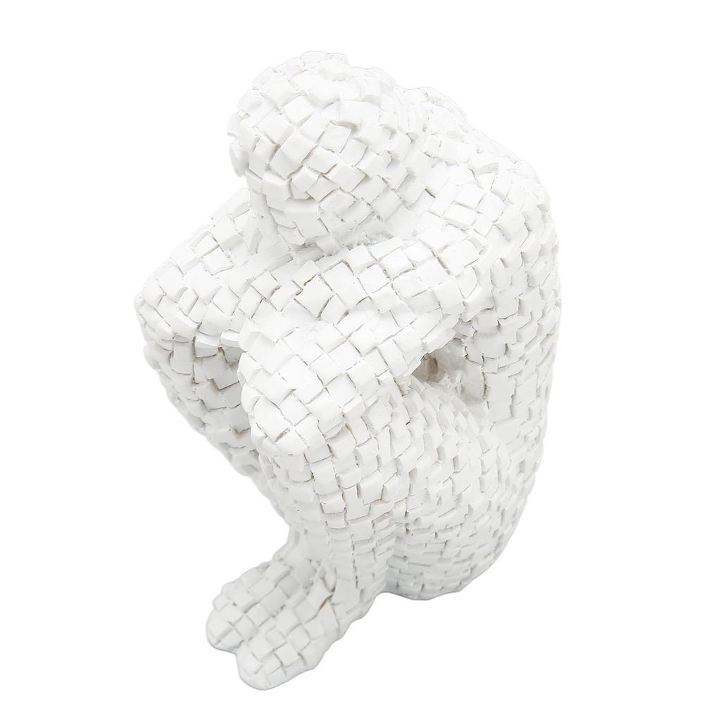 Abstract Mosaic Sculpture White Resin Eco Friendly Bookend Function Thinker Mosaic Statue for