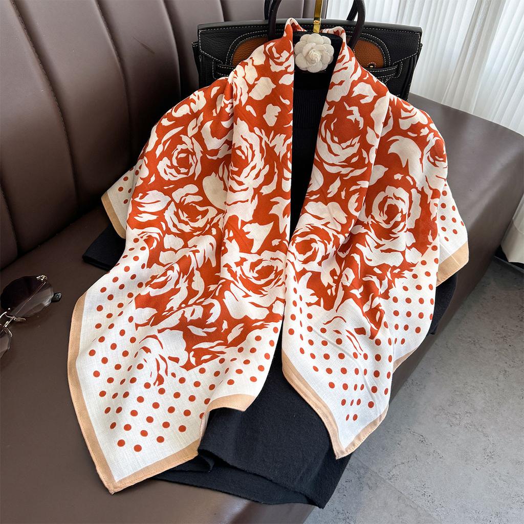 Camellia Scarf for Women with Light Luxury Temperament Decorative Scarf Neck Protection Scarf Versatile Trendy