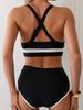 2025 High Waist Two-Piece Bikini Sexy Women's Sling Swimsuit Tight Patchwork Swimwear Summer Push Up Backless Beach Bathing Suit