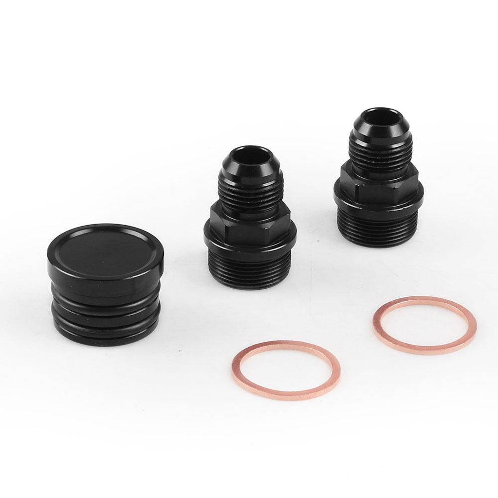 Rear Block Breather Fittings And Plug Black For Honda Acura B16 B18C Catch Can M28 To 10AN