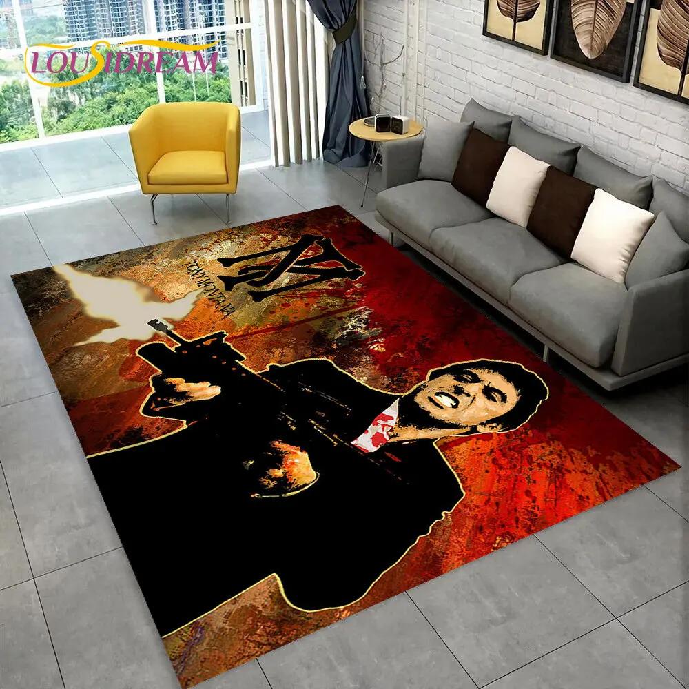Movie Scarface Tony 3D Printing Area Rug Large,Carpet Rug for Living Room Bedroom Sofa Doormat Decor,Kid Play Non-slip Floor Mat