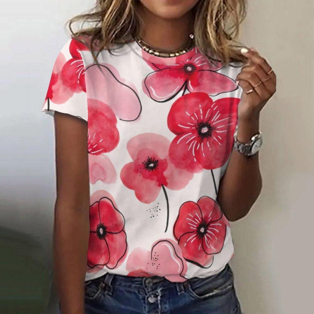 3D printed T-shirt for women s street wear, casual and fashionable 2XS