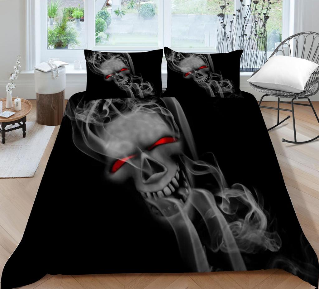 Bedding Suit 3D Skull Print Bed Cover Home Bedclothes  Fashionable Duvet Cover Sets Polyester Single Double King Size