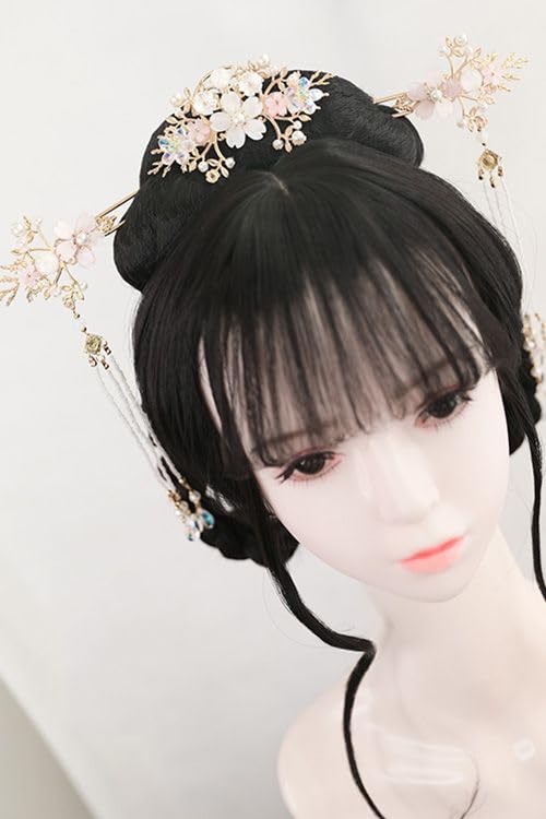 Chinese-style Hairstyle Wig for Hanfu, Cosplay, Ancient Imperial Court, Fairy Costume, Photoshoot, Wig Net with Hairpin (Type A)