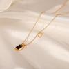 Retro Acrylic Pendant Necklace: Influencer-Style Gold-Plated Titanium Steel Chain for Women