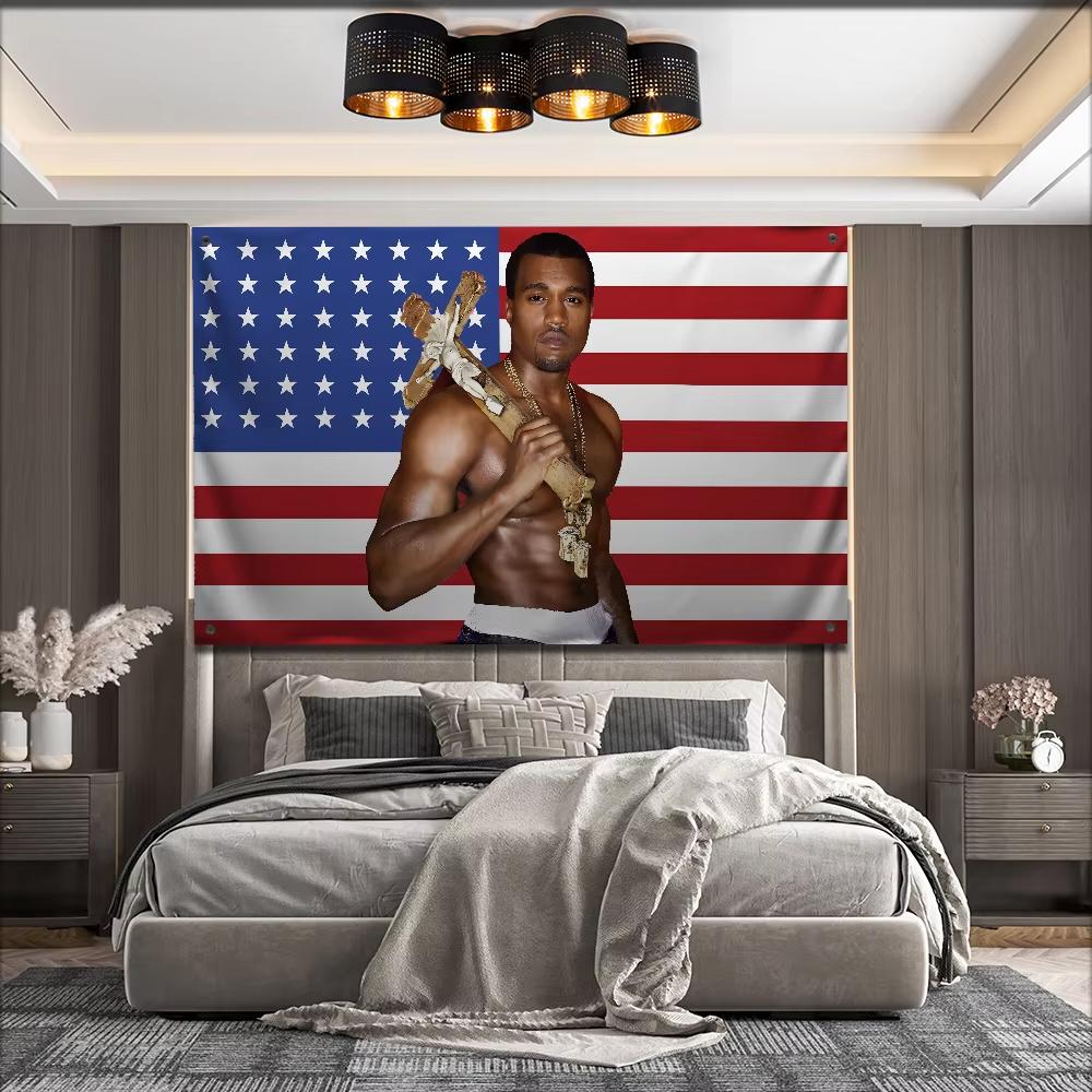 Kanye West YE Bandiera Divertente Stampa Piatta Versatile per Camera da Letto Festa Soggiorno Balcone Esterno Decorazione Murale Stendardo