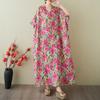 Women's Vintage Long Dress with Cotton and Linen Patterns